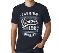 Homme Tee-Shirt - Original Parts (Mostly) Aged to Perfection 1969 - 57 Ans T-Shirt Graphique Idée Cadeau 57e Anniversaire Vintage Année 1969 Nouveauté Marine XL