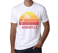 Homme Tee-Shirt Palmier Plage Coucher De Soleil À Marbella - Palm, Beach, Sunset In Marbella - T-Shirt Graphique Éco-Responsable Vintage Cadeau Nouveauté
