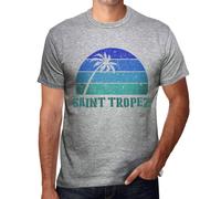 Homme Tee-Shirt Palmier Plage Coucher De Soleil À Saint Tropez - Palm, Beach, Sunset In Saint Tropez - T-Shirt Graphique Éco-Responsable Vintage Cadeau Nouveauté