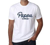 Homme Tee-Shirt Papou d'amour T-Shirt Graphique Éco-Responsable Vintage Cadeau Nouveauté Blanc M