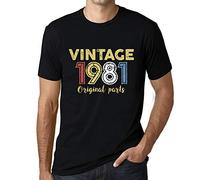 Homme Tee-Shirt Pièces d'origine 1981 - Original Parts 1981 - 45 Ans T-Shirt Graphique Idée Cadeau 45e Anniversaire Vintage Année 1981 Nouveauté Noir Profond M