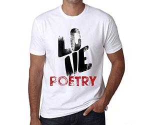 Homme Tee-Shirt Poésie d'amour - Love Poetry - T-Shirt Graphique Éco-Responsable Vintage Cadeau Nouveauté Blanc L