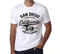 Homme Tee-Shirt San Diego Californie Été Sans Fin 1977 - San Diego California Endless Summer 1977 - 47 Ans T-Shirt Graphique Idée Cadeau 47e Anniversaire Vintage Année 1977 Nouveauté