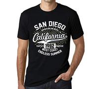 Homme Tee-Shirt San Diego Californie Été sans Fin 1982 - San Diego California Endless Summer 1982 - 43 Ans T-Shirt Graphique Idée Cadeau 43e Anniversaire Vintage Année 1982 Nouveauté Noir Profond M