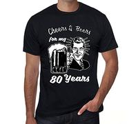 Homme Tee-Shirt Santé Et Bières pour Mes 80 Ans - Cheers and Beers for My 80 Years - 80 Ans T-Shirt Graphique Idée Cadeau 80e Anniversaire Vintage Année 1944 Nouveauté Noir Profond 4XL