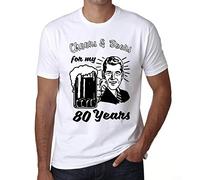 Homme Tee-Shirt Santé Et Bières pour Mes 80 Ans - Cheers and Beers for My 80 Years - 80 Ans T-Shirt Graphique Idée Cadeau 80e Anniversaire Vintage Année 1944 Nouveauté Blanc 4XL