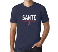 Homme Tee-Shirt Santé mais Pas des Pieds T-Shirt Graphique Éco-Responsable Vintage Cadeau Nouveauté French Marine XL