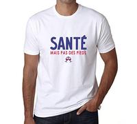 Homme Tee-Shirt Santé mais Pas des Pieds T-Shirt Graphique Éco-Responsable Vintage Cadeau Nouveauté Blanc L