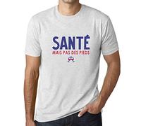 Homme Tee-Shirt Santé mais Pas des Pieds T-Shirt Graphique Éco-Responsable Vintage Cadeau Nouveauté Blanc Chiné S