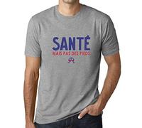 Homme Tee-Shirt Santé mais Pas des Pieds T-Shirt Graphique Éco-Responsable Vintage Cadeau Nouveauté Gris Chiné M