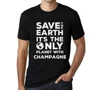 Homme Tee-Shirt Sauvez La Terre C'est La Seule Planète Où Il Y A Du Champagne - Save The Earth It?S The Only Planet With Champagne - T-Shirt Graphique Éco-Responsable Vintage Cadeau Nouveauté
