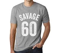 Homme Tee-Shirt Savage 60 60 Ans T-Shirt Graphique Idée Cadeau 60e Anniversaire Vintage Année 1965 Nouveauté Gris Chiné 5XL