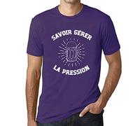 Homme Tee-Shirt Savoir Gérer La Pression T-Shirt Graphique Éco-Responsable Vintage Cadeau Nouveauté Violet Foncé M