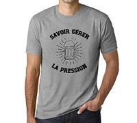 Homme Tee-Shirt Savoir Gérer La Pression T-Shirt Graphique Éco-Responsable Vintage Cadeau Nouveauté Gris Chiné M