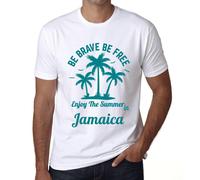 Homme Tee-Shirt Soyez Courageux Soyez Libres Profitez De L'été En Jamaïque - Be Brave Be Free Enjoy The Summer In Jamaica - T-Shirt Graphique Éco-Responsable Vintage Cadeau Nouveauté
