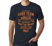 Homme Tee-Shirt - Surf Team Beach Life Ride The Waves Since 1967 - 57 Ans T-Shirt Graphique Idée Cadeau 57e Anniversaire Vintage Année 1967 Nouveauté