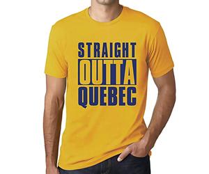 Homme Tee-Shirt Tout Droit Sorti du Québec - Straight Outta Quebec - T-Shirt Graphique Éco-Responsable Vintage Cadeau Nouveauté Jaune L