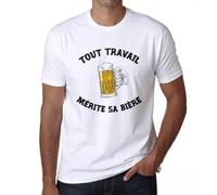 Homme Tee-Shirt Tout Travail Mérite Sa Bière T-Shirt Graphique Éco-Responsable Vintage Cadeau Nouveauté Blanc 5XL