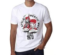 Homme Tee-Shirt Un Style Authentique Depuis 1973 - Authentic Style Since 1973 - 53 Ans T-Shirt Graphique Idée Cadeau 53e Anniversaire Vintage Année 1973 Nouveauté Blanc S