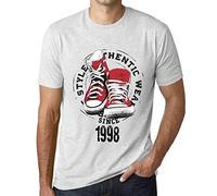 Homme Tee-Shirt Un Style Authentique Depuis 1998 - Authentic Style Since 1998 - 28 Ans T-Shirt Graphique Idée Cadeau 28e Anniversaire Vintage Année 1998 Nouveauté Blanc Chiné XL