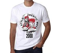 Homme Tee-Shirt Un Style Authentique Depuis 2000 - Authentic Style Since 2000 - 26 Ans T-Shirt Graphique Idée Cadeau 26e Anniversaire Vintage Année 2000 Nouveauté Blanc M