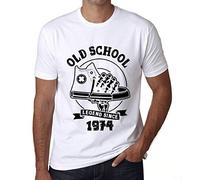 Homme Tee-Shirt Une Légende De La Vieille École Depuis 1974 - Old School Legend Since 1974 - 51 Ans T-Shirt Graphique Idée Cadeau 51e Anniversaire Vintage Année 1974 Nouveauté Blanc M
