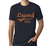 Homme Tee-Shirt Une Légende Depuis 1951 - Legend Since 1951 - 74 Ans T-Shirt Graphique Idée Cadeau 74e Anniversaire Vintage Année 1951 Nouveauté Marine XL