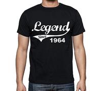 Homme Tee-Shirt Une Légende Depuis 1964 - Legend Since 1964 - 60 Ans T-Shirt Graphique Idée Cadeau 60e Anniversaire Vintage Année 1964 Nouveauté Noir Profond XL