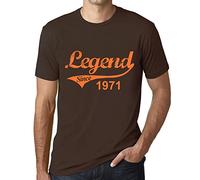 Homme Tee-Shirt Une Légende Depuis 1971 - Legend Since 1971 - 54 Ans T-Shirt Graphique Idée Cadeau 54e Anniversaire Vintage Année 1971 Nouveauté Chocolat L