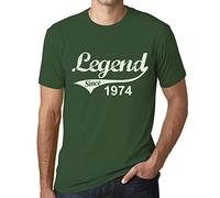 Homme Tee-Shirt Une Légende Depuis 1974 - Legend Since 1974 - 51 Ans T-Shirt Graphique Idée Cadeau 51e Anniversaire Vintage Année 1974 Nouveauté Vert Bouteille XXL