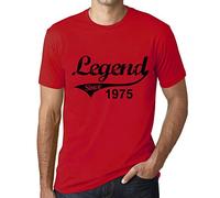 Homme Tee-Shirt Une Légende Depuis 1975 - Legend Since 1975 - 50 Ans T-Shirt Graphique Idée Cadeau 50e Anniversaire Vintage Année 1975 Nouveauté Rouge XL