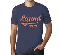 Homme Tee-Shirt Une Légende Depuis 1979 - Legend Since 1979 - 47 Ans T-Shirt Graphique Idée Cadeau 47e Anniversaire Vintage Année 1979 Nouveauté Denim M
