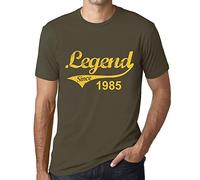 Homme Tee-Shirt Une Légende Depuis 1985 - Legend Since 1985 - 40 Ans T-Shirt Graphique Idée Cadeau 40e Anniversaire Vintage Année 1985 Nouveauté Army M