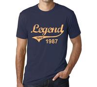 Homme Tee-Shirt Une Légende Depuis 1987 - Legend Since 1987 - 37 Ans T-Shirt Graphique Idée Cadeau 37e Anniversaire Vintage Année 1987 Nouveauté