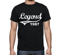Homme Tee-Shirt Une Légende Depuis 1987 - Legend Since 1987 - 37 Ans T-Shirt Graphique Idée Cadeau 37e Anniversaire Vintage Année 1987 Nouveauté