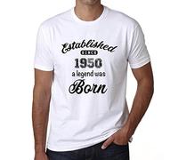 Homme Tee-Shirt Une Légende Est Née Établie Depuis 1950 - A Legend Was Born Established Since 1950 - 74 Ans T-Shirt Graphique Idée Cadeau 74e Anniversaire Vintage Année 1950 Nouveauté Blanc L