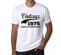 Homme Tee-Shirt Vieilli À La Perfection 1975 - Aged to Perfection 1975 - 49 Ans T-Shirt Graphique Idée Cadeau 49e Anniversaire Vintage Année 1975 Nouveauté Blanc M
