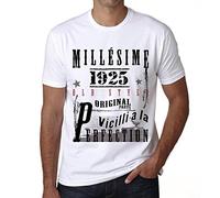 Homme Tee-Shirt Vieilli à la Perfection Millésime 1925 101 Ans T-Shirt Graphique Idée Cadeau 101er Anniversaire Vintage Année 1925 Nouveauté Blanc XXL
