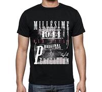 Homme Tee-Shirt Vieilli à la Perfection Millésime 1944 81 Ans T-Shirt Graphique Idée Cadeau 81e Anniversaire Vintage Année 1944 Nouveauté Noir Profond XL