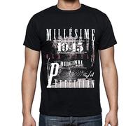 Homme Tee-Shirt Vieilli à la Perfection Millésime 1945 80 Ans T-Shirt Graphique Idée Cadeau 80e Anniversaire Vintage Année 1945 Nouveauté Noir Profond XXL