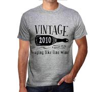Homme Tee-Shirt Vieillissement Comme Un Bon Vin 2010 - Aging Like A Fine Wine 2010 - 14 Ans T-Shirt Graphique Idée Cadeau 14e Anniversaire Vintage Année 2010 Nouveauté
