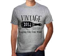 Homme Tee-Shirt Vieillissement Comme Un Bon Vin 2014 - Aging Like A Fine Wine 2014 - 10 Ans T-Shirt Graphique Idée Cadeau 10e Anniversaire Vintage Année 2014 Nouveauté
