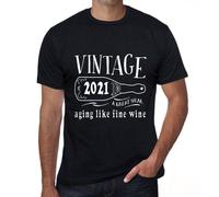 Homme Tee-Shirt Vieillissement Comme Un Bon Vin 2021 - Aging Like A Fine Wine 2021 - 3 Ans T-Shirt Graphique Idée Cadeau 3e Anniversaire Vintage Année 2021 Nouveauté