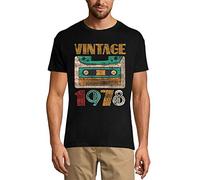 Homme Tee-Shirt Vintage 1978 46 Ans T-Shirt Graphique Idée Cadeau 46e Anniversaire Vintage Année 1978 Nouveauté Noir Profond L