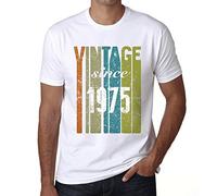 Homme Tee-Shirt Vintage Depuis 1975 - Vintage Since 1975 - 49 Ans T-Shirt Graphique Idée Cadeau 49e Anniversaire Vintage Année 1975 Nouveauté Blanc L