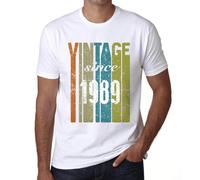 Homme Tee-Shirt Vintage Depuis 1989 - Vintage Since 1989 - 35 Ans T-Shirt Graphique Idée Cadeau 35e Anniversaire Vintage Année 1989 Nouveauté
