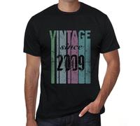 Homme Tee-Shirt Vintage Depuis 2009 - Vintage Since 2009 - 15 Ans T-Shirt Graphique Idée Cadeau 15e Anniversaire Vintage Année 2009 Nouveauté