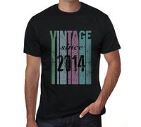 Homme Tee-Shirt Vintage Depuis 2014 - Vintage Since 2014 - 10 Ans T-Shirt Graphique Idée Cadeau 10e Anniversaire Vintage Année 2014 Nouveauté