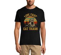 Homme Tee-Shirt Vintage Live Fast Eat Trash - Raton Laveur Funny - Vintage Live Fast Eat Trash - Raccoon Funny - T-Shirt Graphique Éco-Responsable Vintage Cadeau Nouveauté