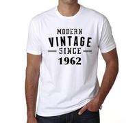 Homme Tee-Shirt Vintage Moderne Depuis 1962 - Modern Vintage Since 1962 - 64 Ans T-Shirt Graphique Idée Cadeau 64e Anniversaire Vintage Année 1962 Nouveauté Blanc L